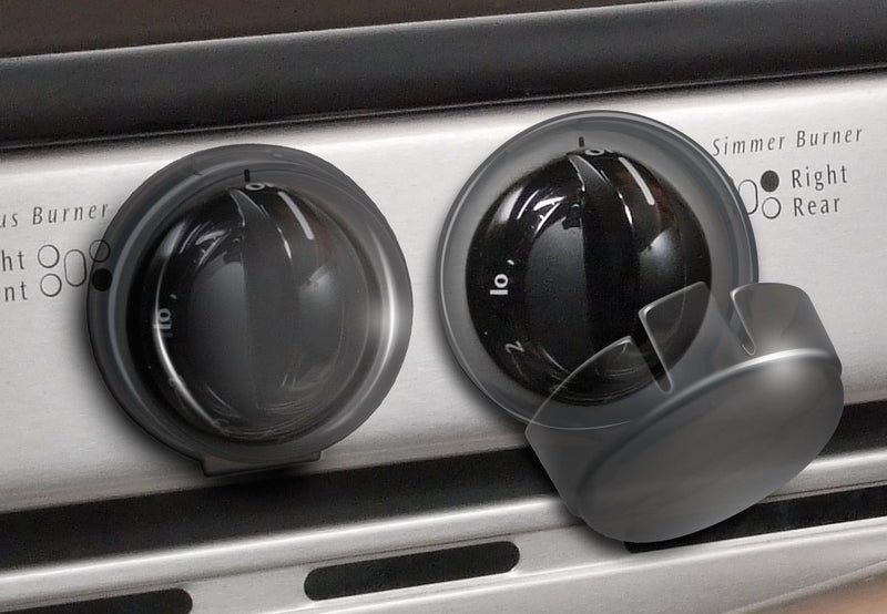 KidCo Stove Knob Covers for Child Safety (5 Pack) Universal Size Charcoal View Childproof Oven Knob Covers for Kids and Pets - Image 2